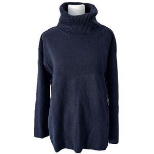 New LOFT Turtleneck Sweater Navy Blue Heather Relaxed Fit Size Small